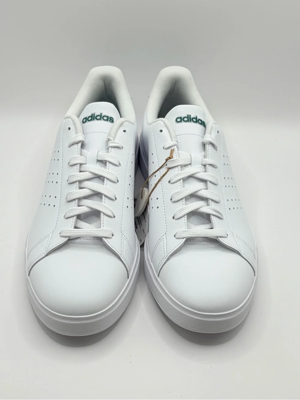 adidas Advantage 2.0 White Casual Sneakers with Green Heel Tab